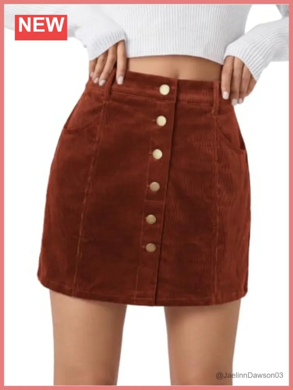 Corduroy Mini Skirt with Pockets High Waisted A-Line